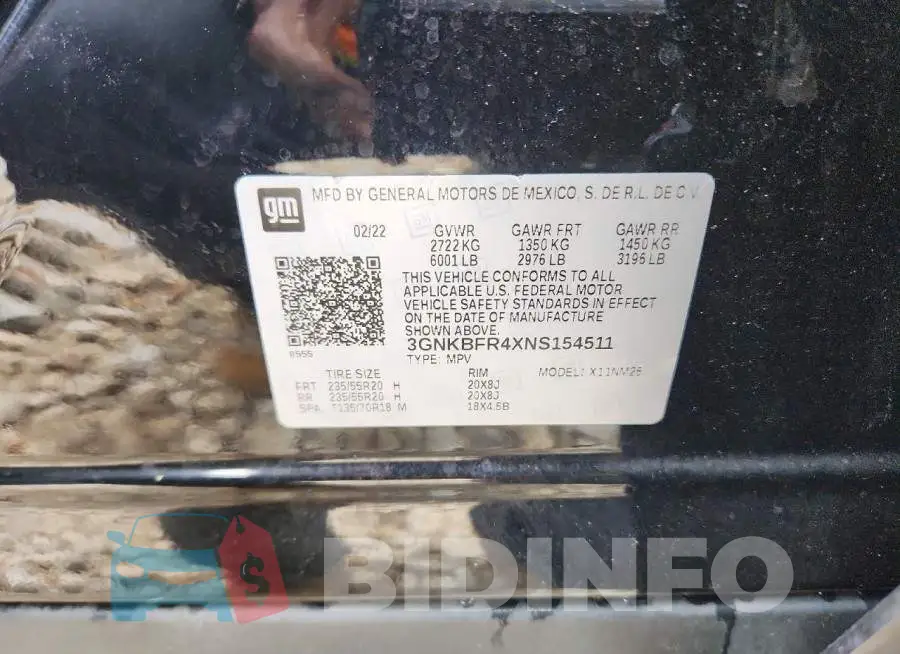 3GNKBFR4XNS154511 Photo# 13