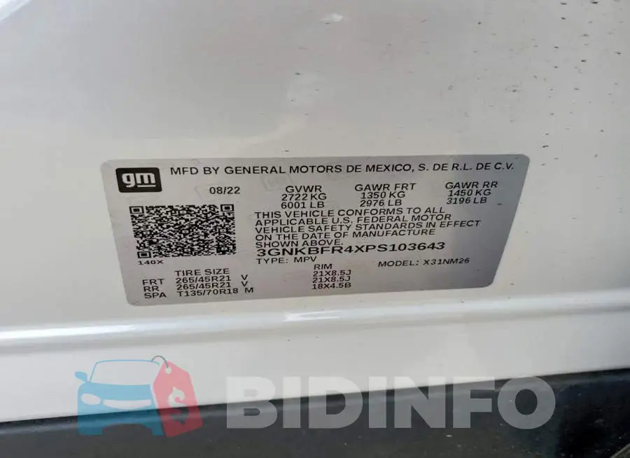 3GNKBFR4XPS103643 Photo# 12