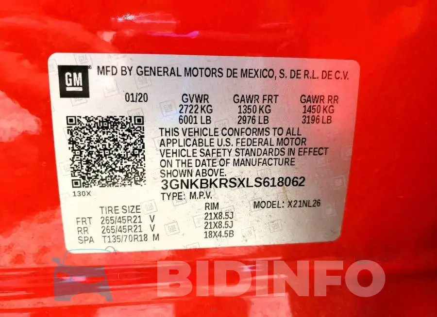 3GNKBKRSXLS618062 Photo# 13