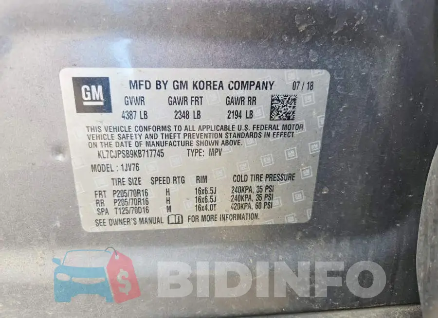 KL7CJPSB9KB717745 Photo# 13