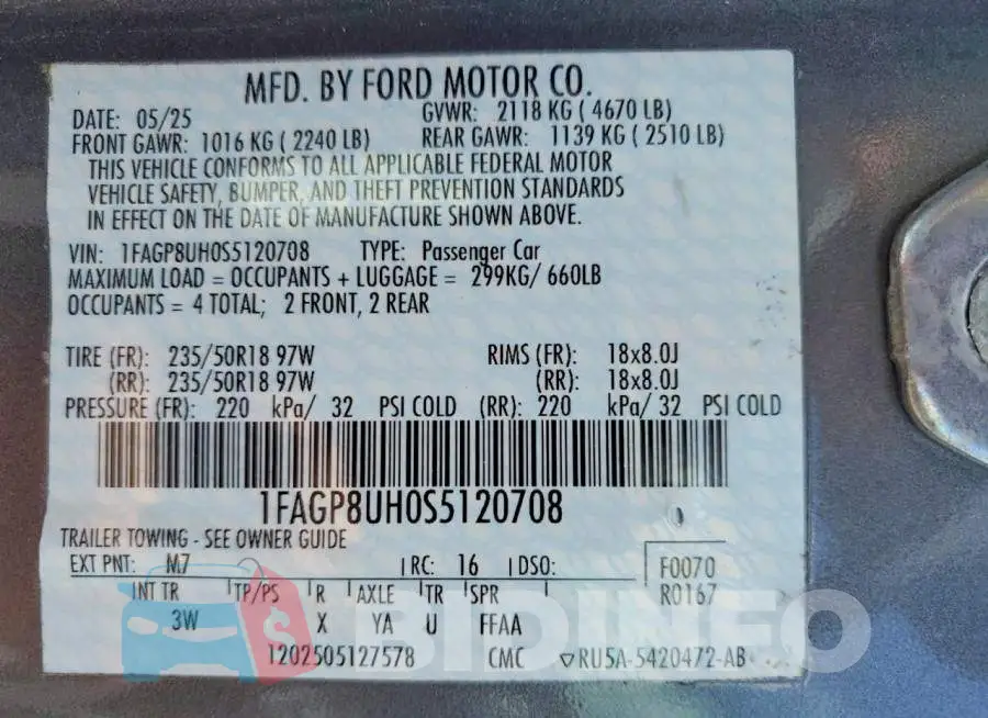 1FAGP8UH0S5120708 Photo# 12