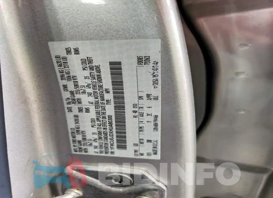 1FMCU0JDXHUA80300 Photo# 13