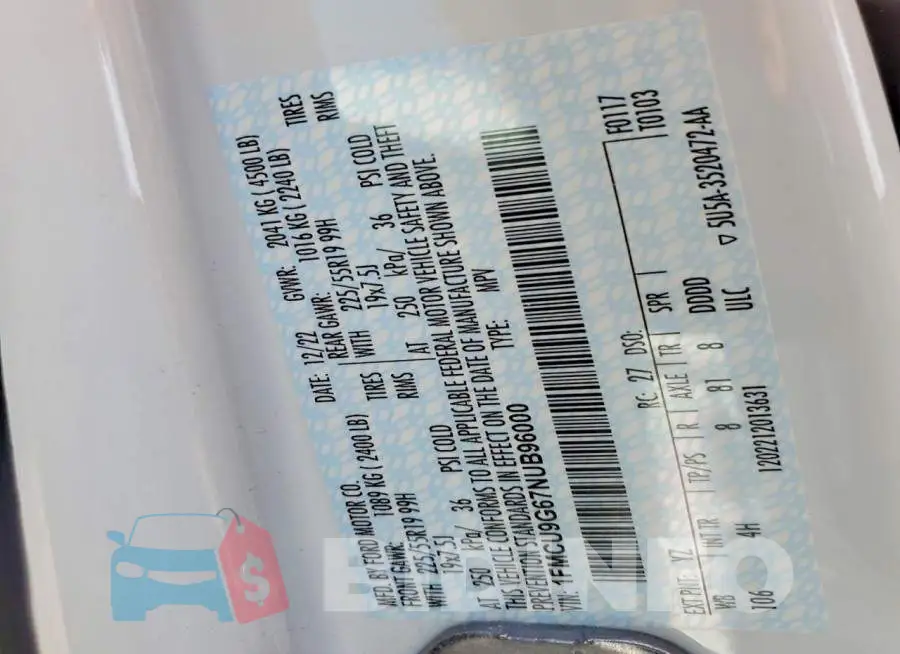 1FMCU9G67NUB96000 Photo# 12