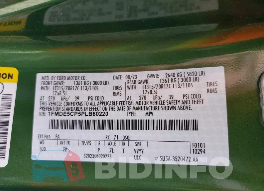 1FMDE5CP5PLB80220 Photo# 14