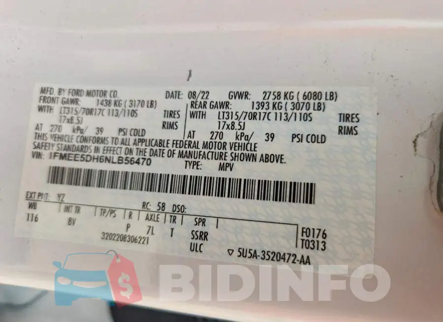 1FMEE5DH6NLB56470 Photo# 14