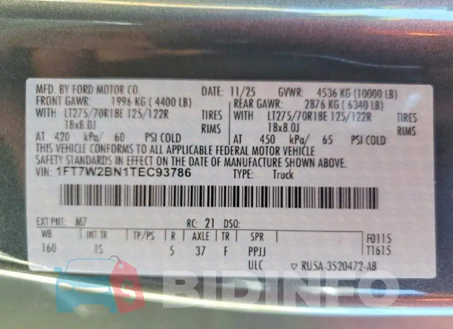 1FT7W2BN1TEC93786 Photo# 12