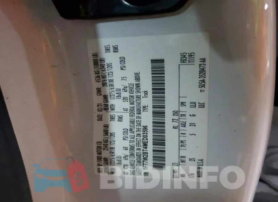 1FT7W2BT4MED03596 Photo# 12
