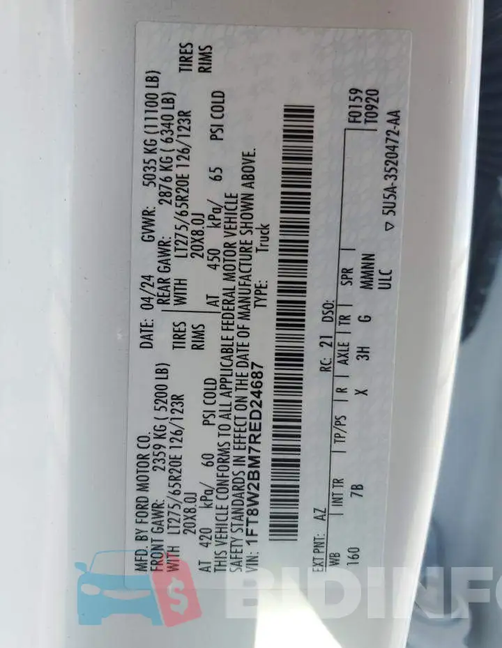 1FT8W2BM7RED24687 Photo# 12