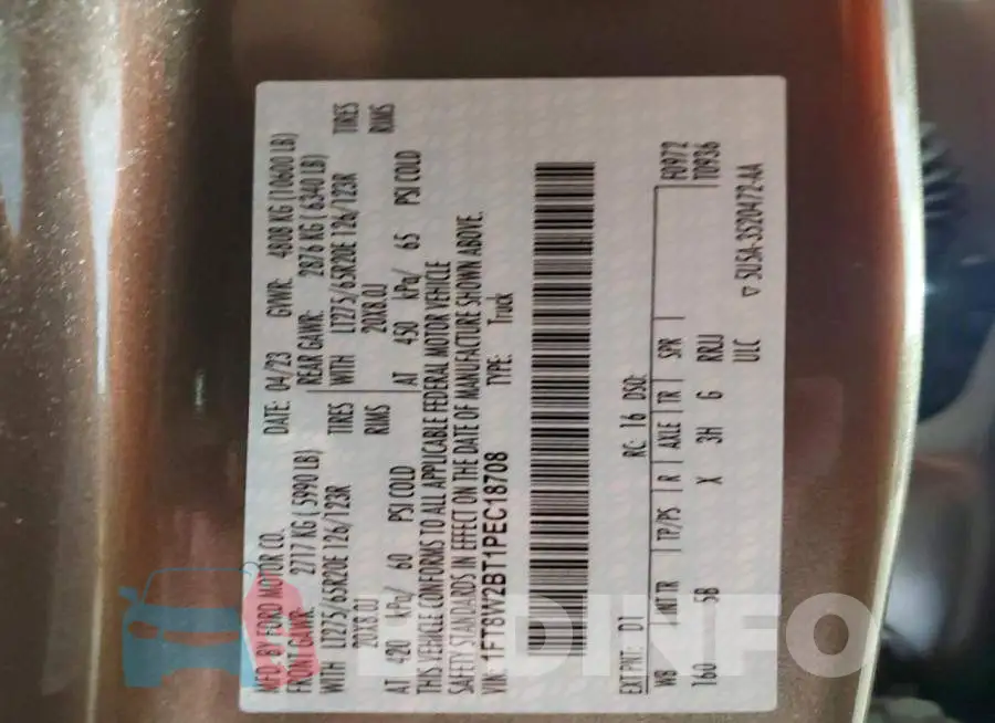 1FT8W2BT1PEC18708 Photo# 12