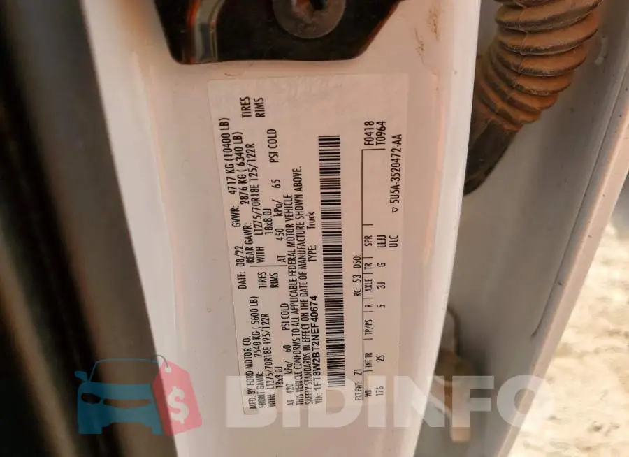 1FT8W2BT2NEF40674 Photo# 12