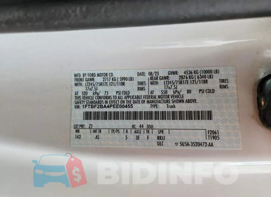 1FTBF2BA4PEE00455 Photo# 13