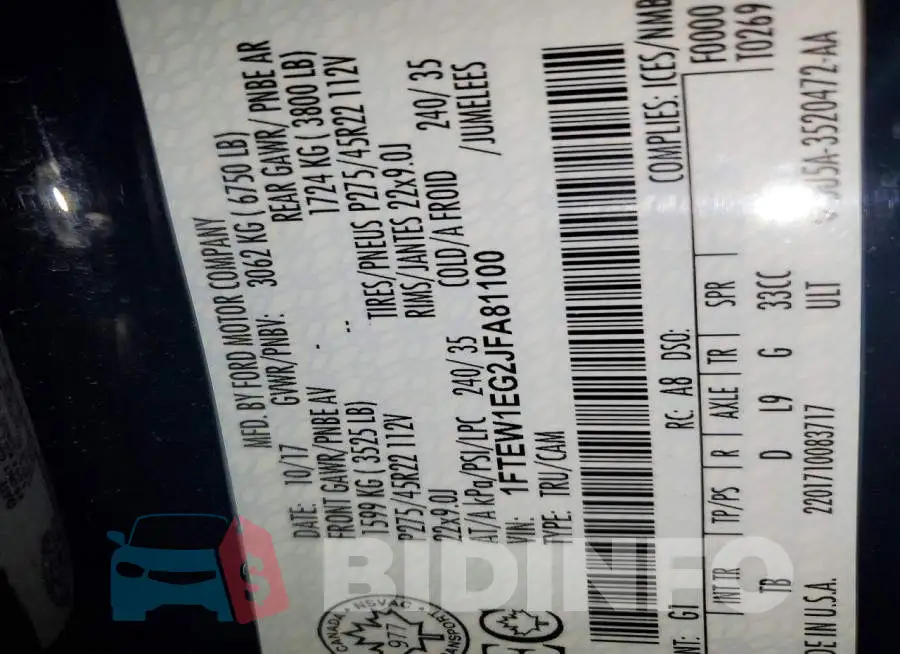 1FTEW1EG2JFA81100 Photo# 13