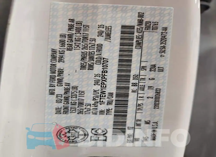 1FTEW1EPXPFB10707 Photo# 12