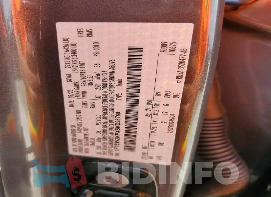 1FTEW2KPXSKD98769 Photo# 12