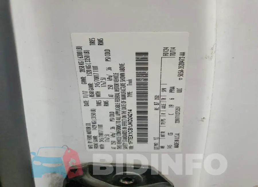 1FTEX1CB1JKD24214 Photo# 12