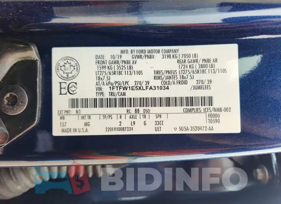 1FTFW1E5XLFA31034 Photo# 12