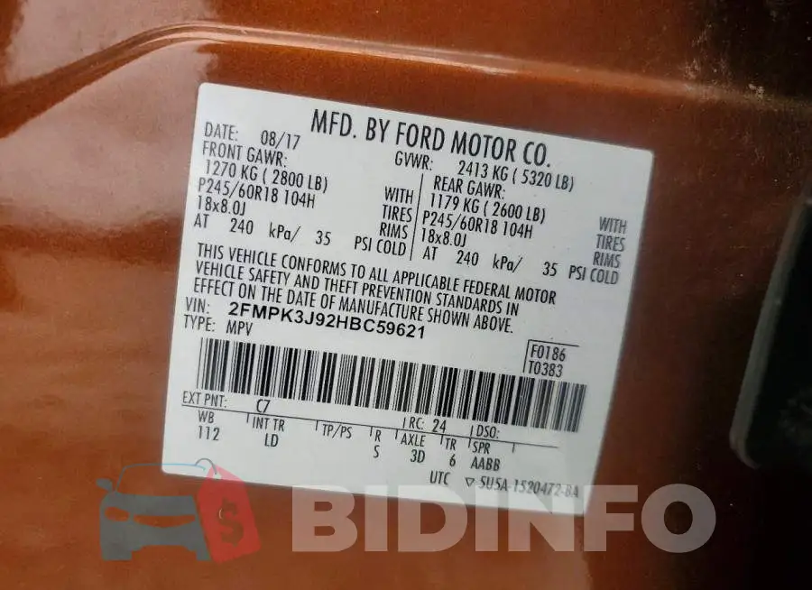 2FMPK3J92HBC59621 Photo# 12