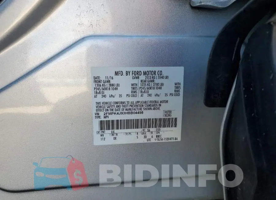 2FMPK4J93HBB04498 Photo# 14