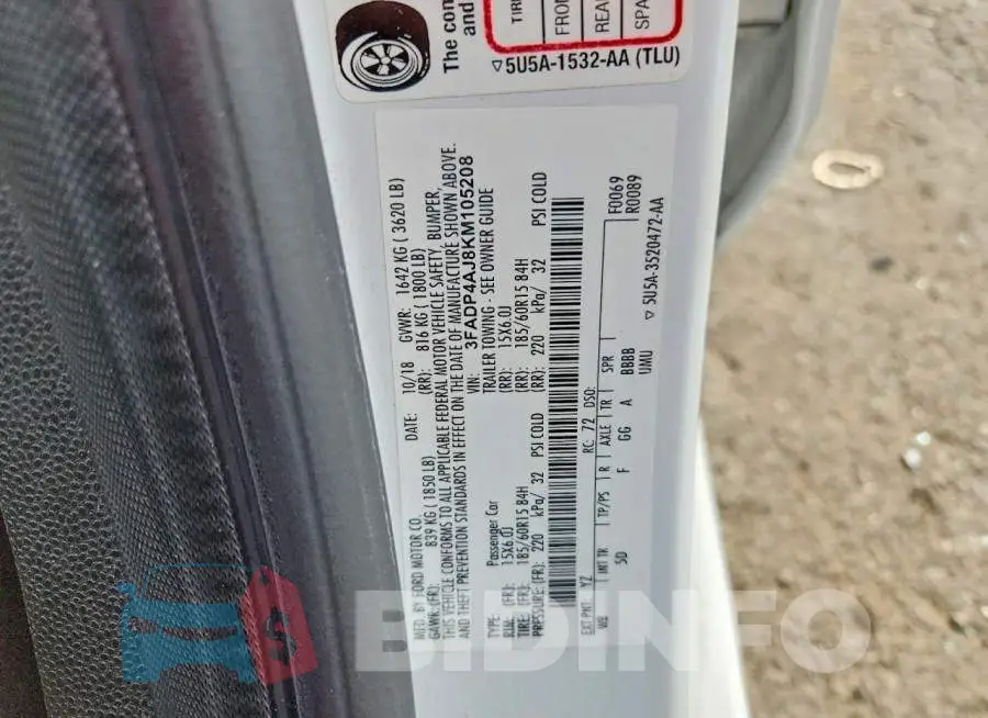 3FADP4AJ8KM105208 Photo# 12