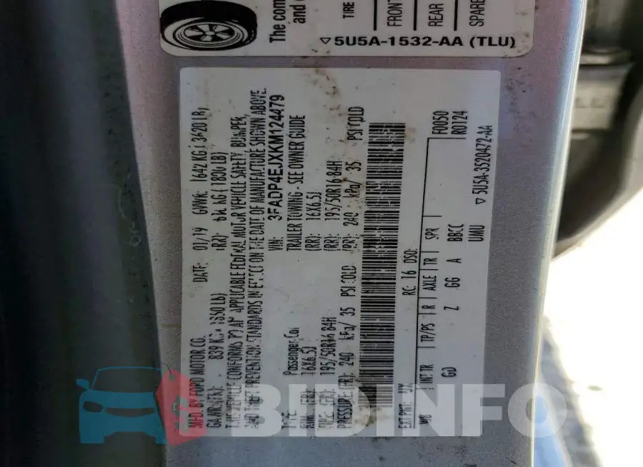 3FADP4EJXKM124479 Photo# 12