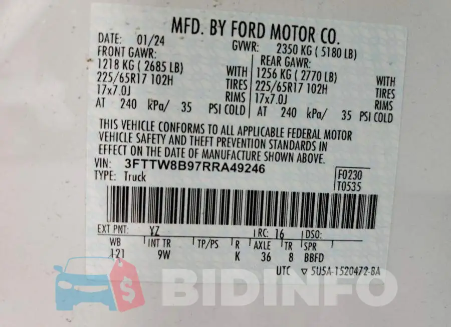 3FTTW8B97RRA49246 Photo# 13