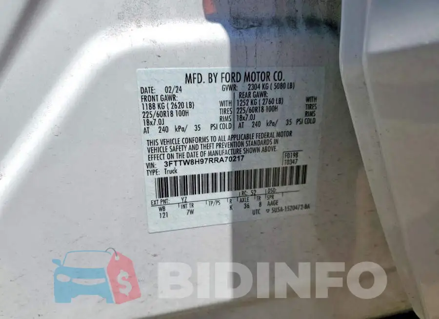 3FTTW8H97RRA70217 Photo# 12