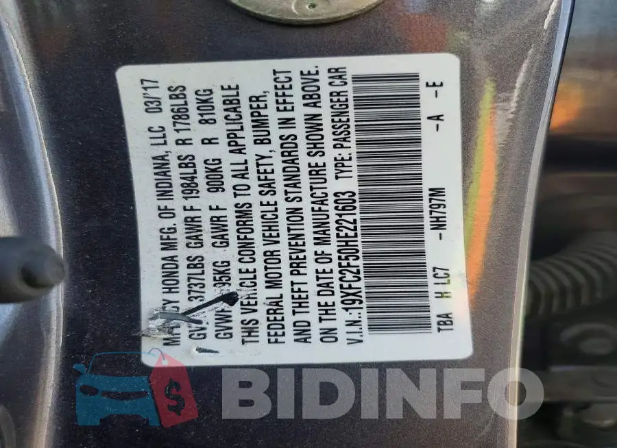 19XFC2F50HE221603 Photo# 12