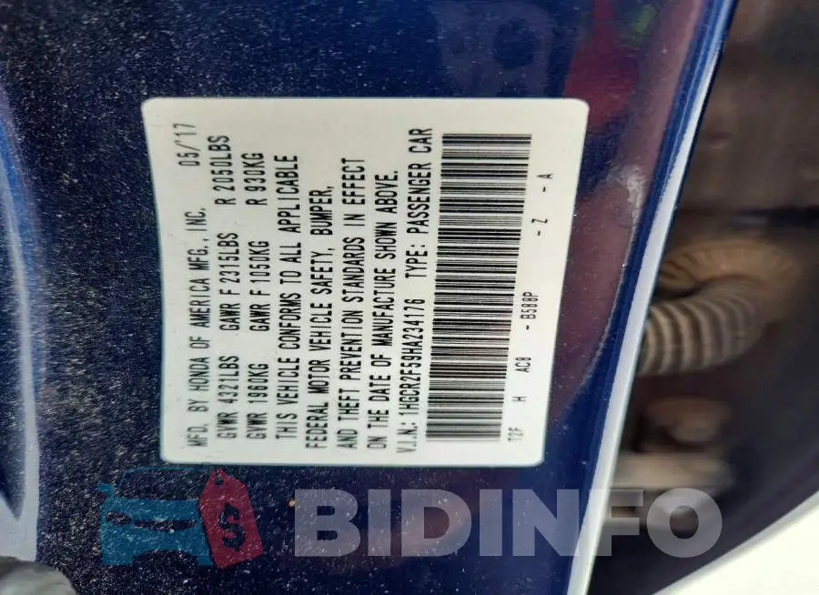 1HGCR2F59HA234176 Photo# 13