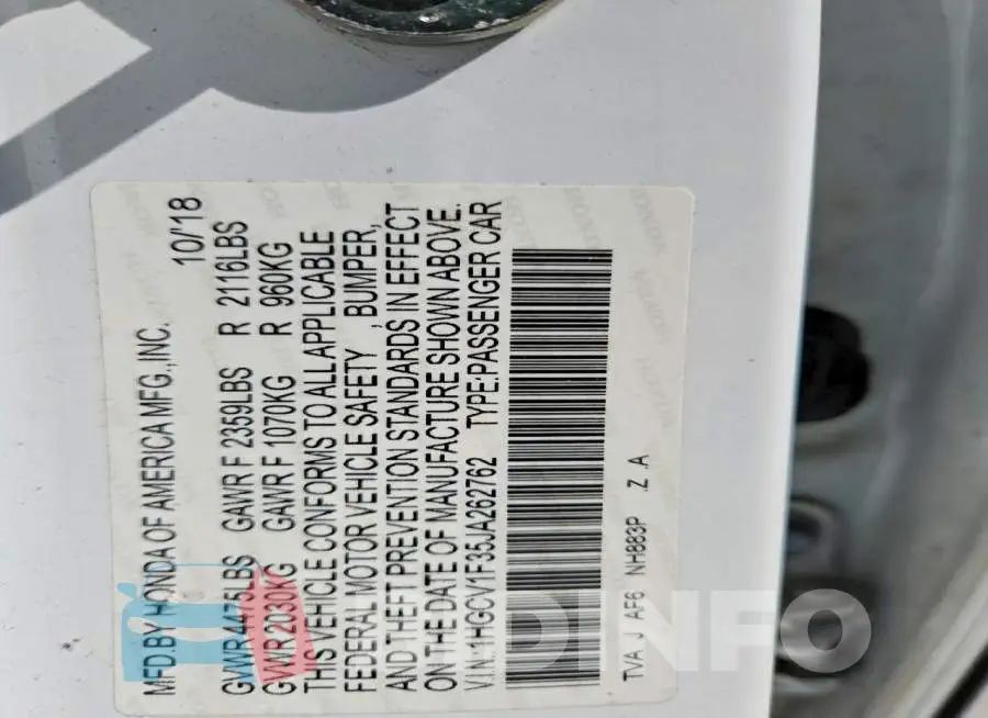1HGCV1F35JA262762 Photo# 12