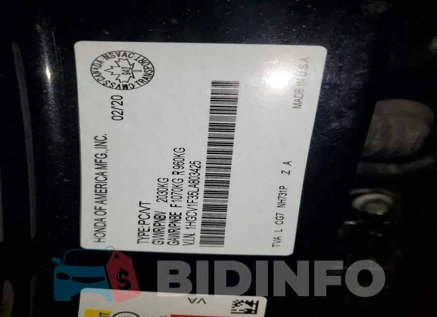 1HGCV1F35LA803425 Photo# 12