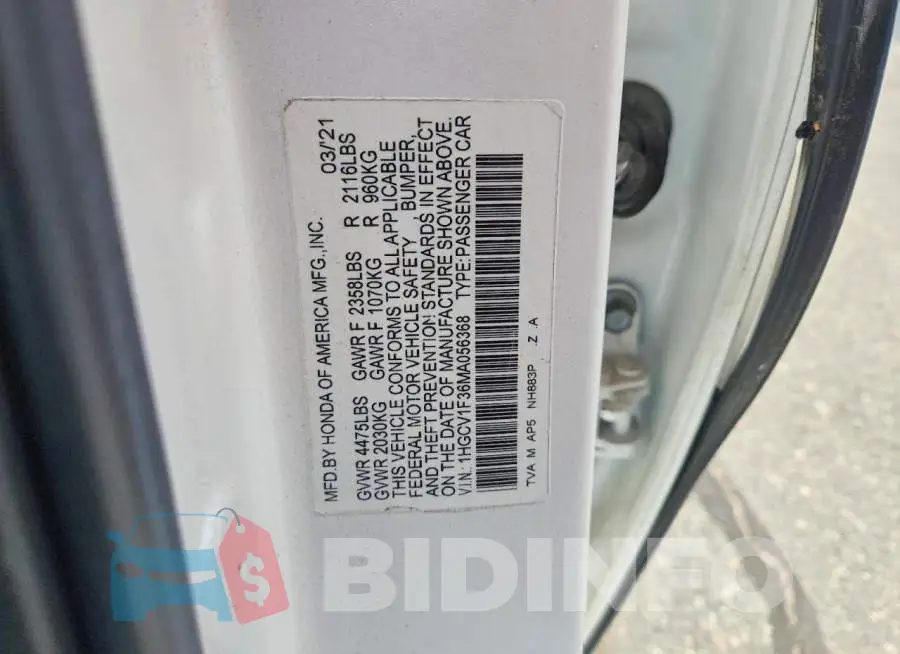 1HGCV1F36MA056368 Photo# 12