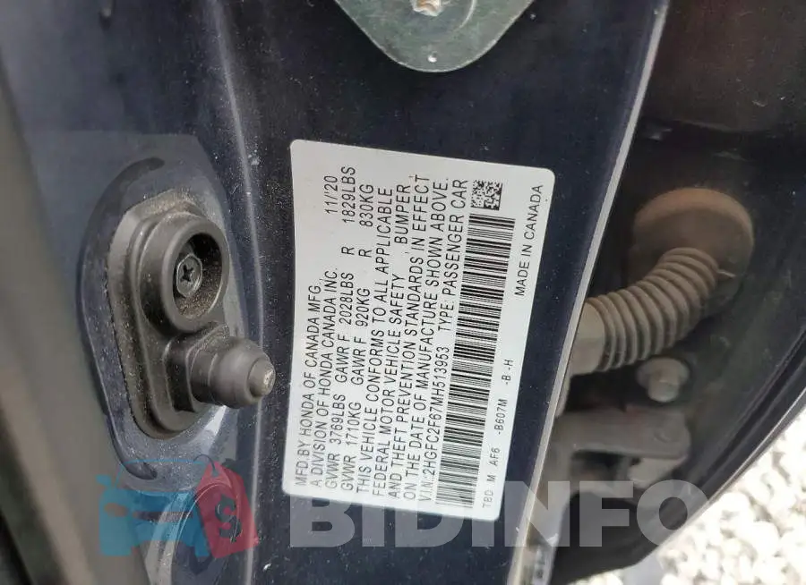 2HGFC2F67MH513953 Photo# 13