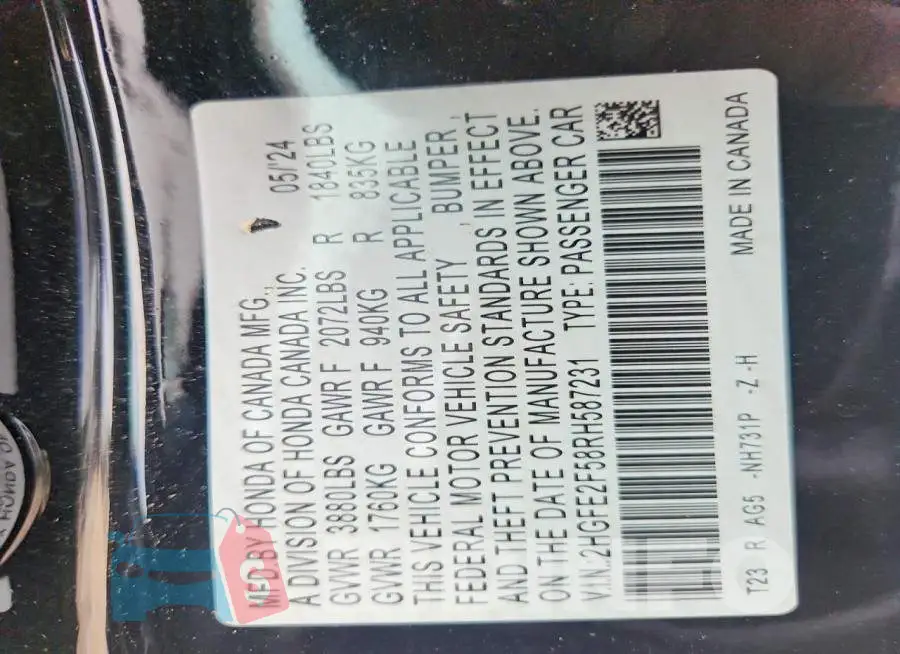 2HGFE2F58RH587231 Photo# 12
