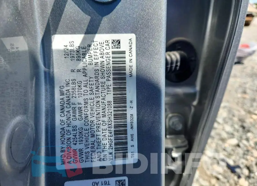 2HGFE4F8XSH321088 Photo# 13