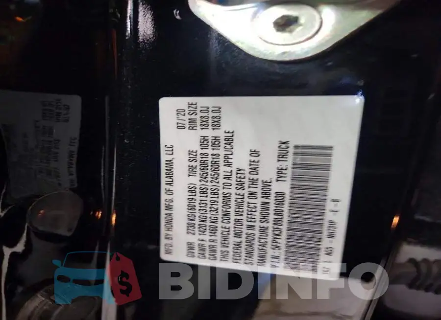 5FPYK3F89LB016030 Photo# 12