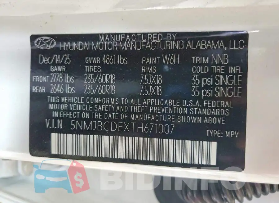 5NMJBCDEXTH671007 Photo# 13