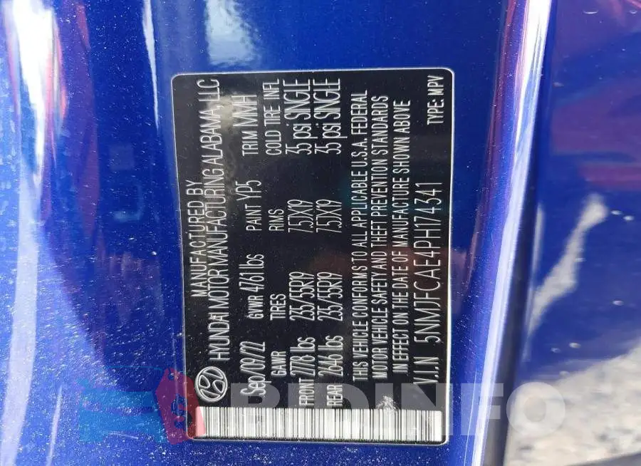 5NMJFCAE4PH174341 Photo# 13