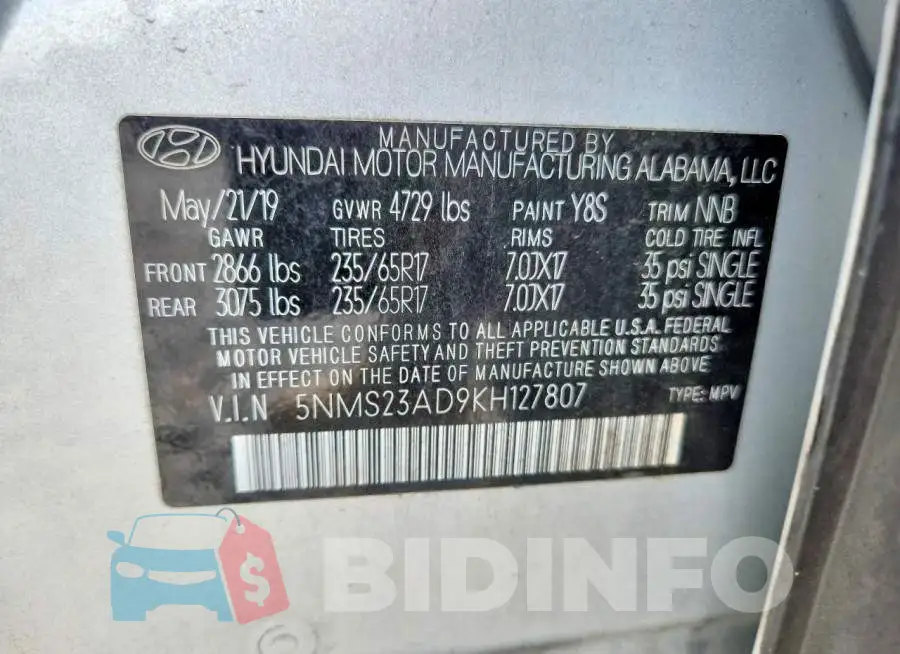 5NMS23AD9KH127807 Photo# 14