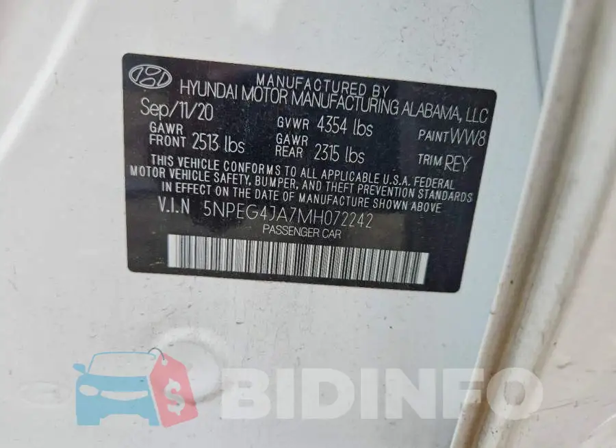 5NPEG4JA7MH072242 Photo# 12