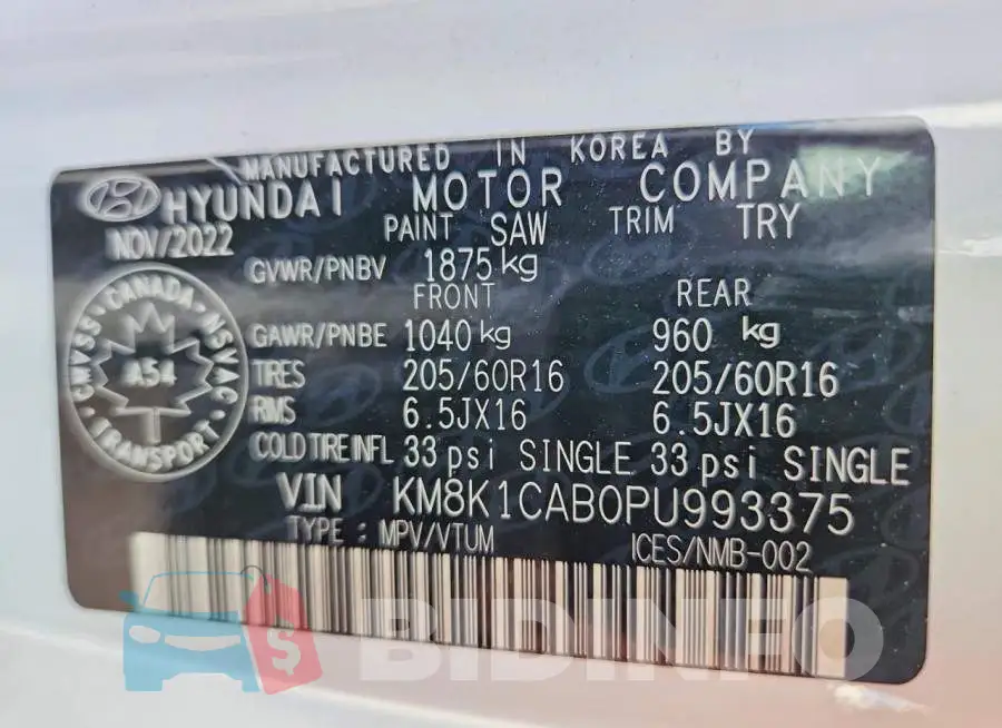 KM8K1CAB0PU993375 Photo# 14
