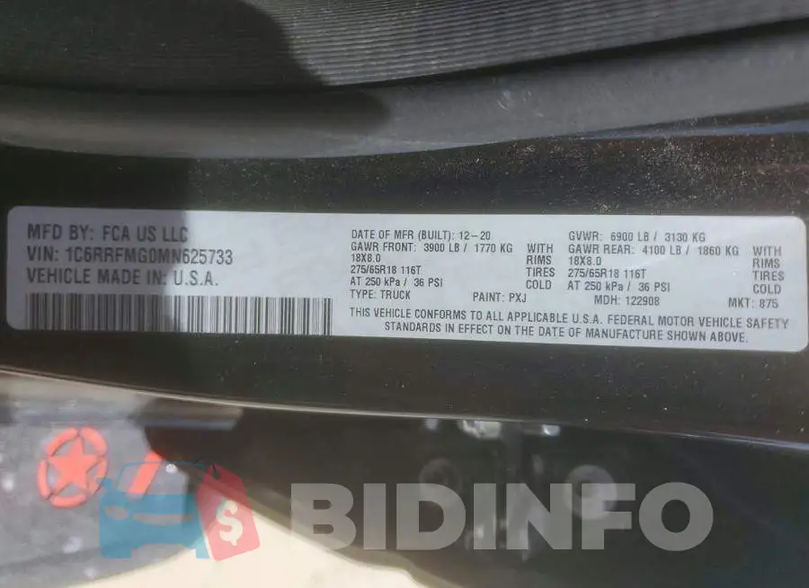 1C6RRFMG0MN625733 Photo# 13