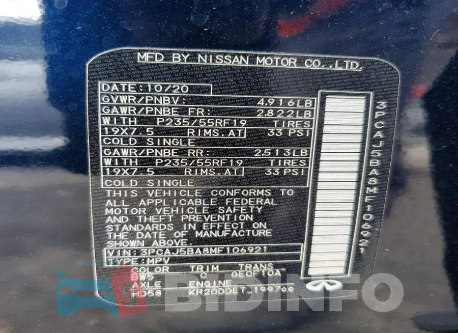 3PCAJ5BA8MF106921 Photo# 14