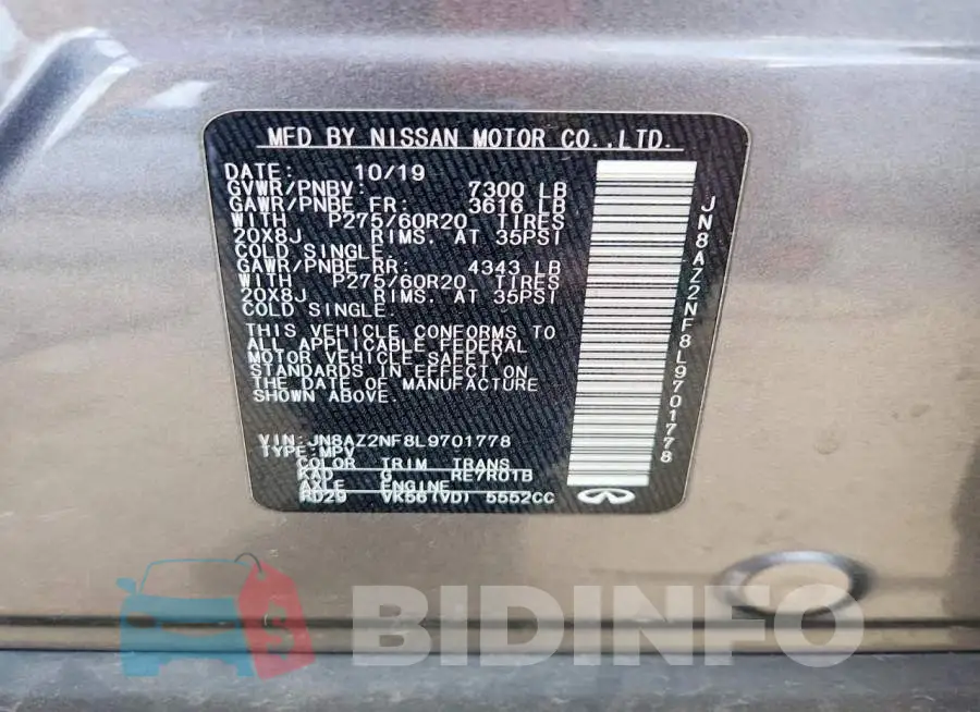 JN8AZ2NF8L9701778 Photo# 13
