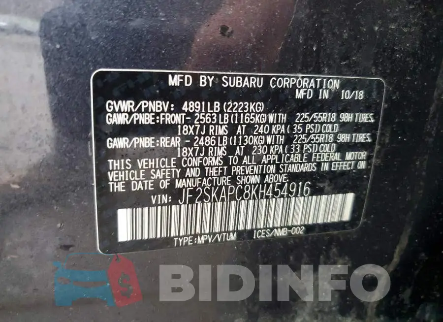 JF2SKAPC8KH454916 Photo# 13