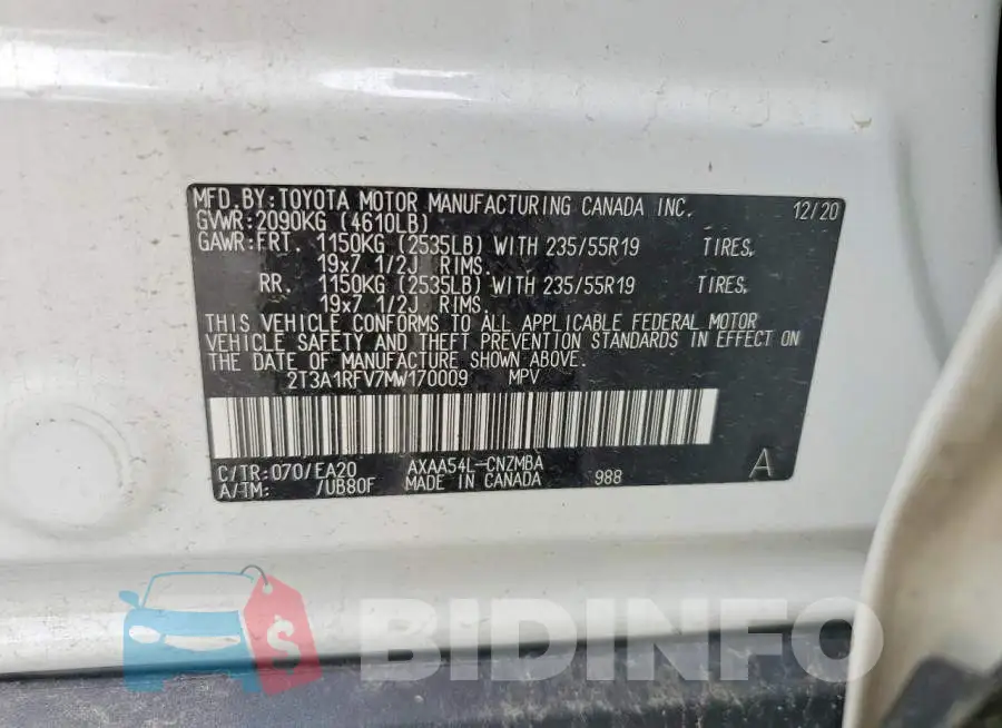 2T3A1RFV7MW170009 Photo# 13