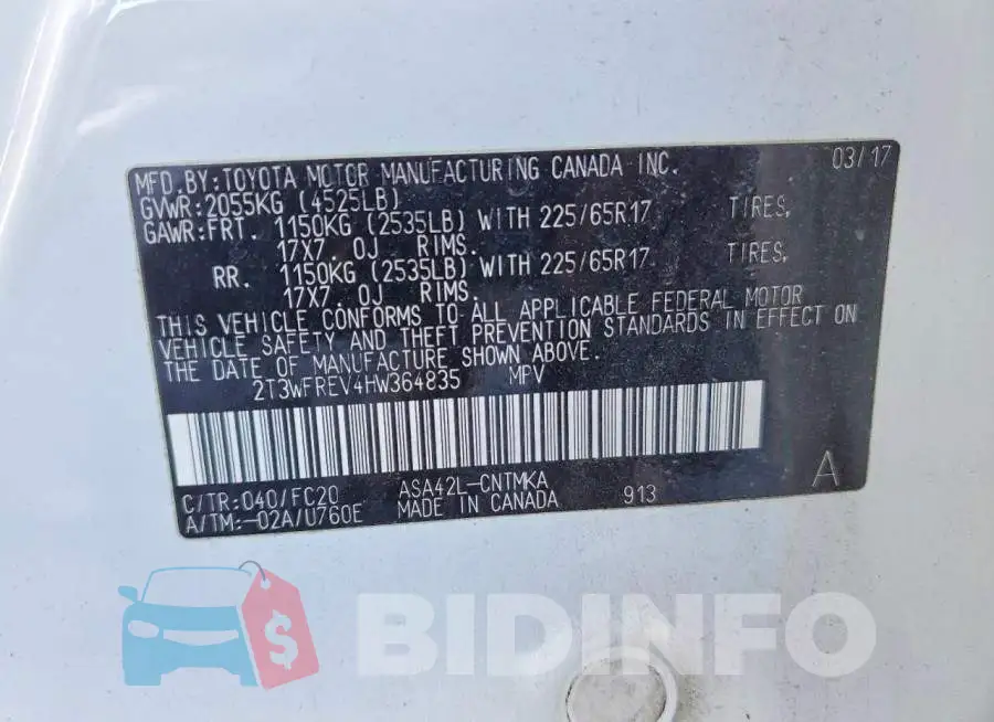 2T3WFREV4HW364835 Photo# 12