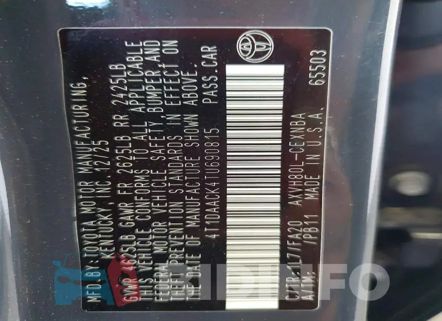 4T1DAACK4TU690815 Photo# 13