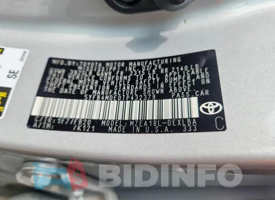 5YFB4MDE0TP432379 Photo# 12