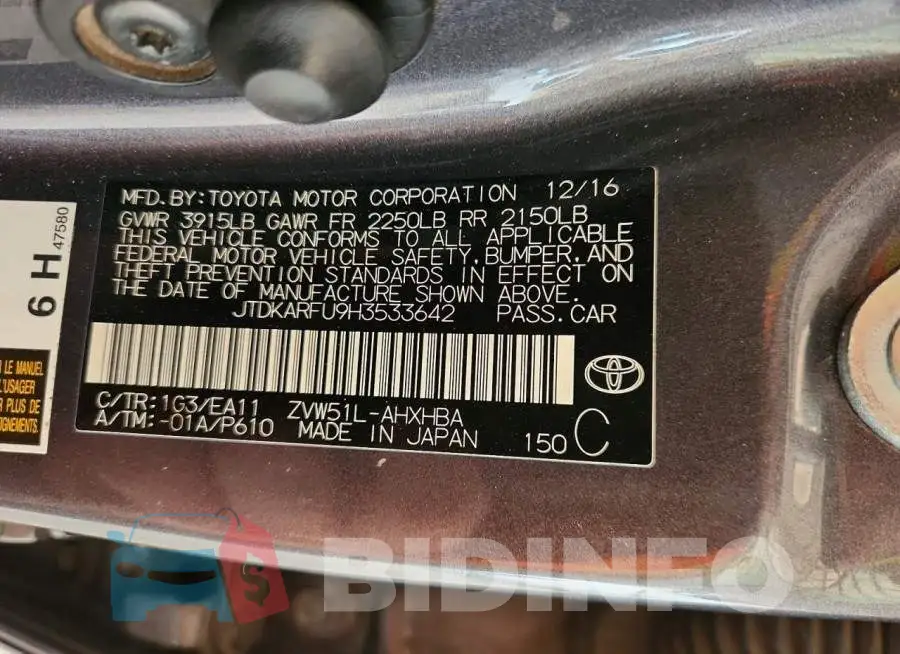 JTDKARFU9H3533642 Photo# 13