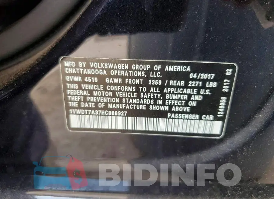 1VWDT7A37HC068927 Photo# 12